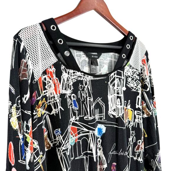 Ali Miles Plus Size 2X Wearable Art City Fashion Scene Artsy Blouse Shirt Top - Picture 4 of 7